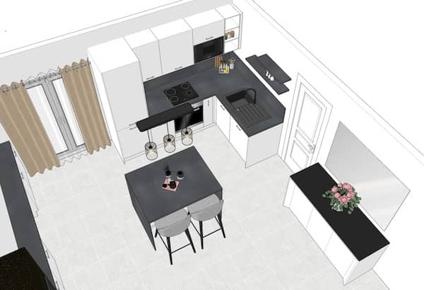 Plan 3D cuisine projet bauderie