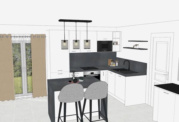 décoration cuisine bauderie plan 3D