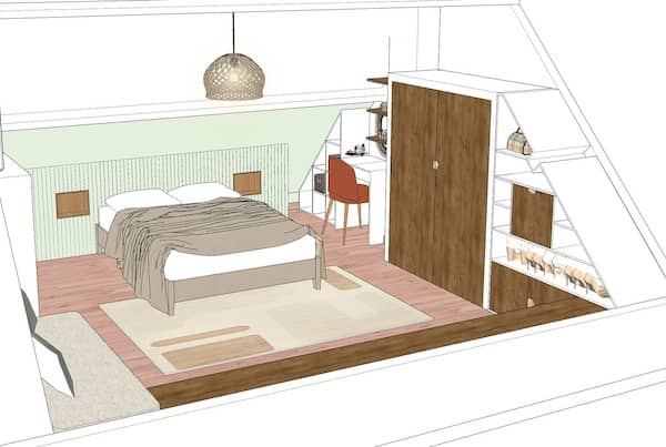 rénovation chambre sous pente-3d